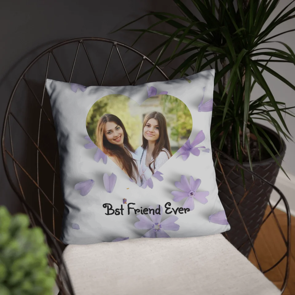 Custom Heart-Shaped Photo Throw Pillow – Personalized Text Pillow for Christmas Gift