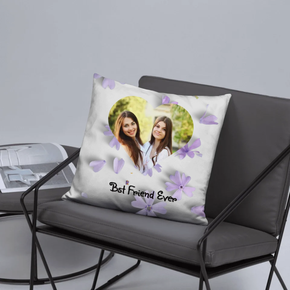 Custom Heart-Shaped Photo Throw Pillow – Personalized Text Pillow for Christmas Gift