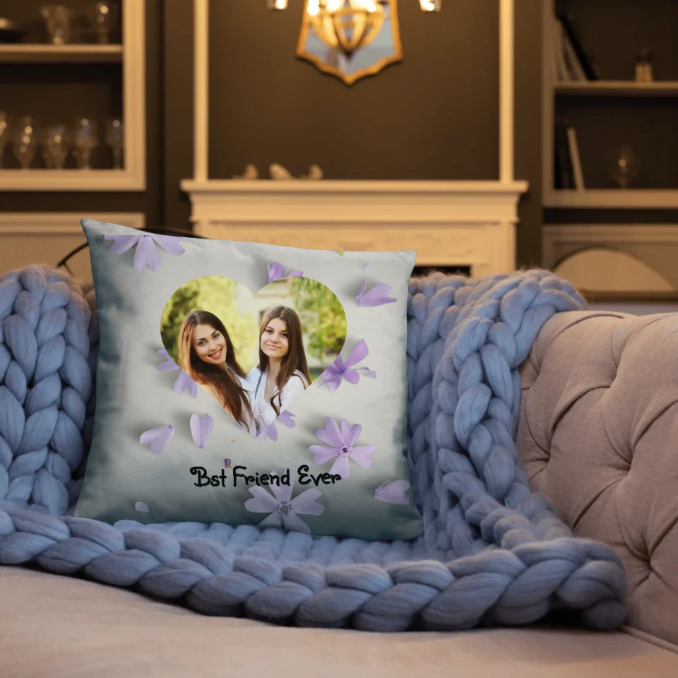 Custom Heart-Shaped Photo Throw Pillow – Personalized Text Pillow for Christmas Gift