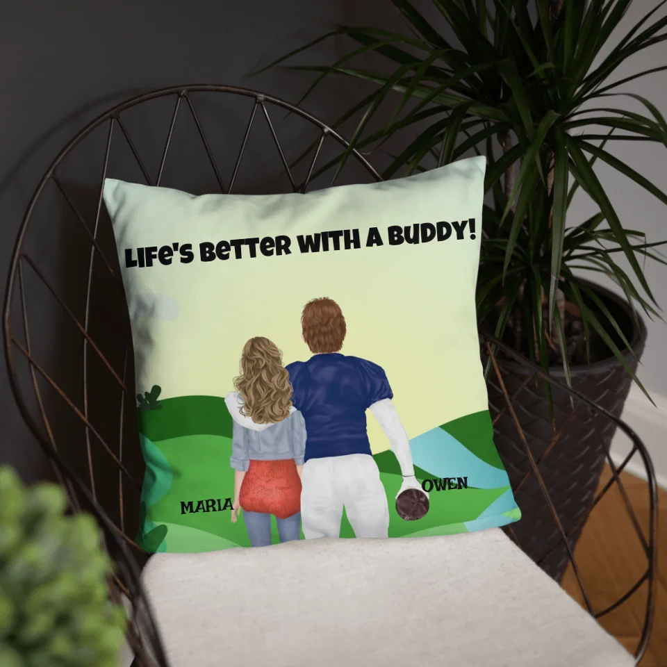 Custom Football Clipart Throw Pillow – Personalized Sports-Themed Gift for Fans and Players