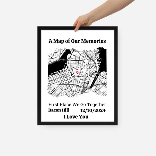 Personalized Map Frame – Custom Location & Date Gift for Couples