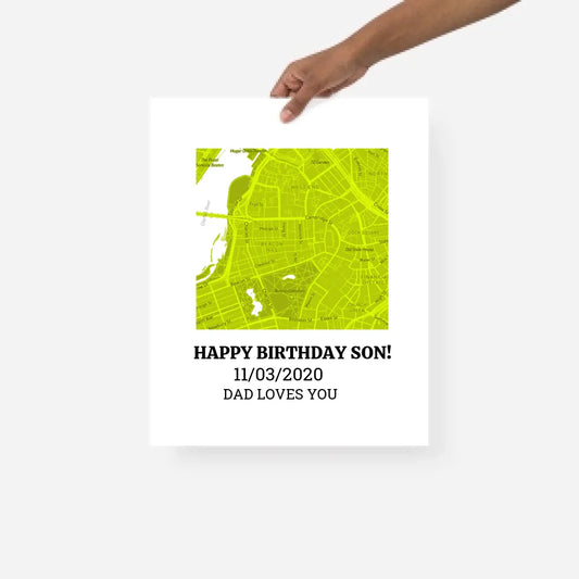 Personalized map art for birthday gift
Birthday gift with personalized map frame
Happy birthday map frame
Birthday map frame with custom location
Personalized birthday gift with location
