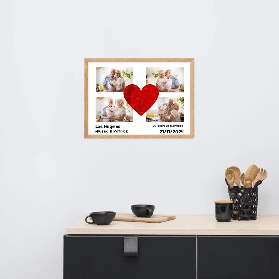 Custom Wood Framed Wall Tapestry – Personalized "Happy Anniversary" Gift for Couples