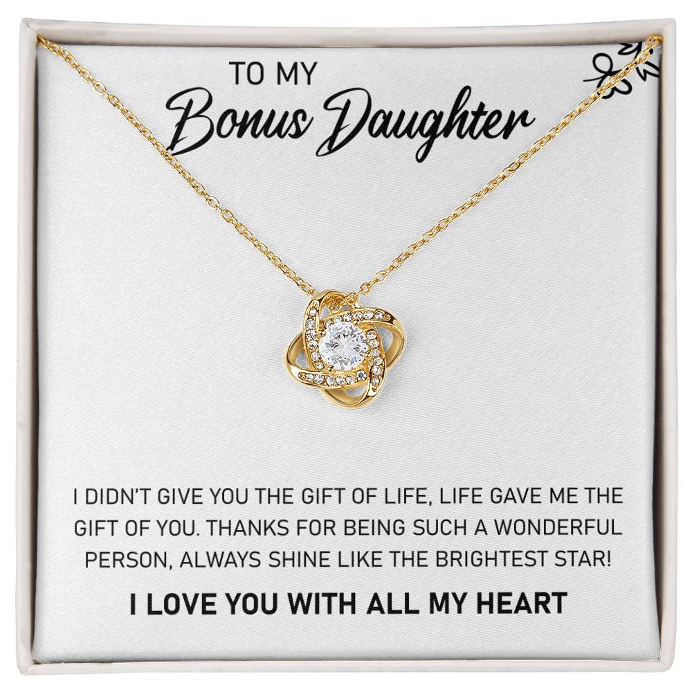 To My Bonus Daughter Necklace – "Always Shine Like the Brightest Star" Jewelry with Heartfelt Message for Christmas