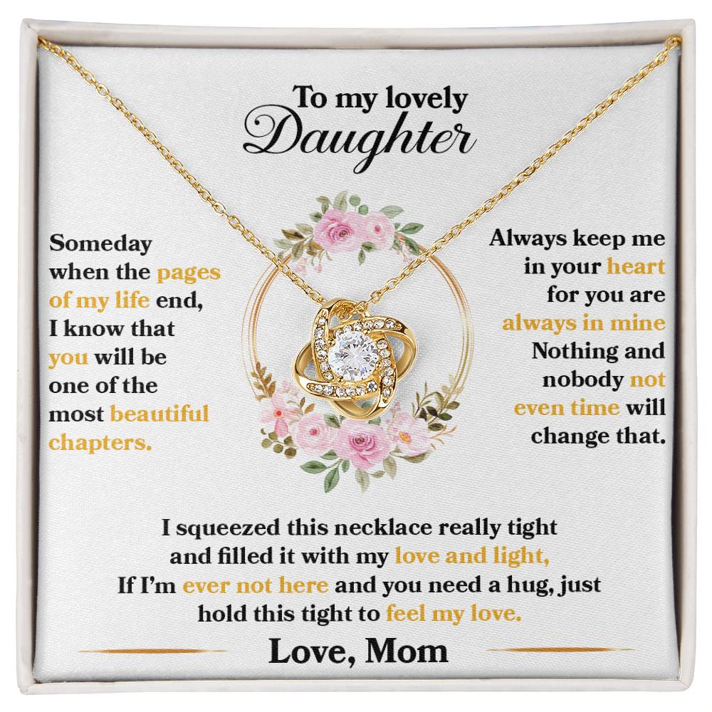To My Lovely Daughter Necklace – "Hold This Tight To Feel My Love" Sentimental Jewelry Gift for Christmas