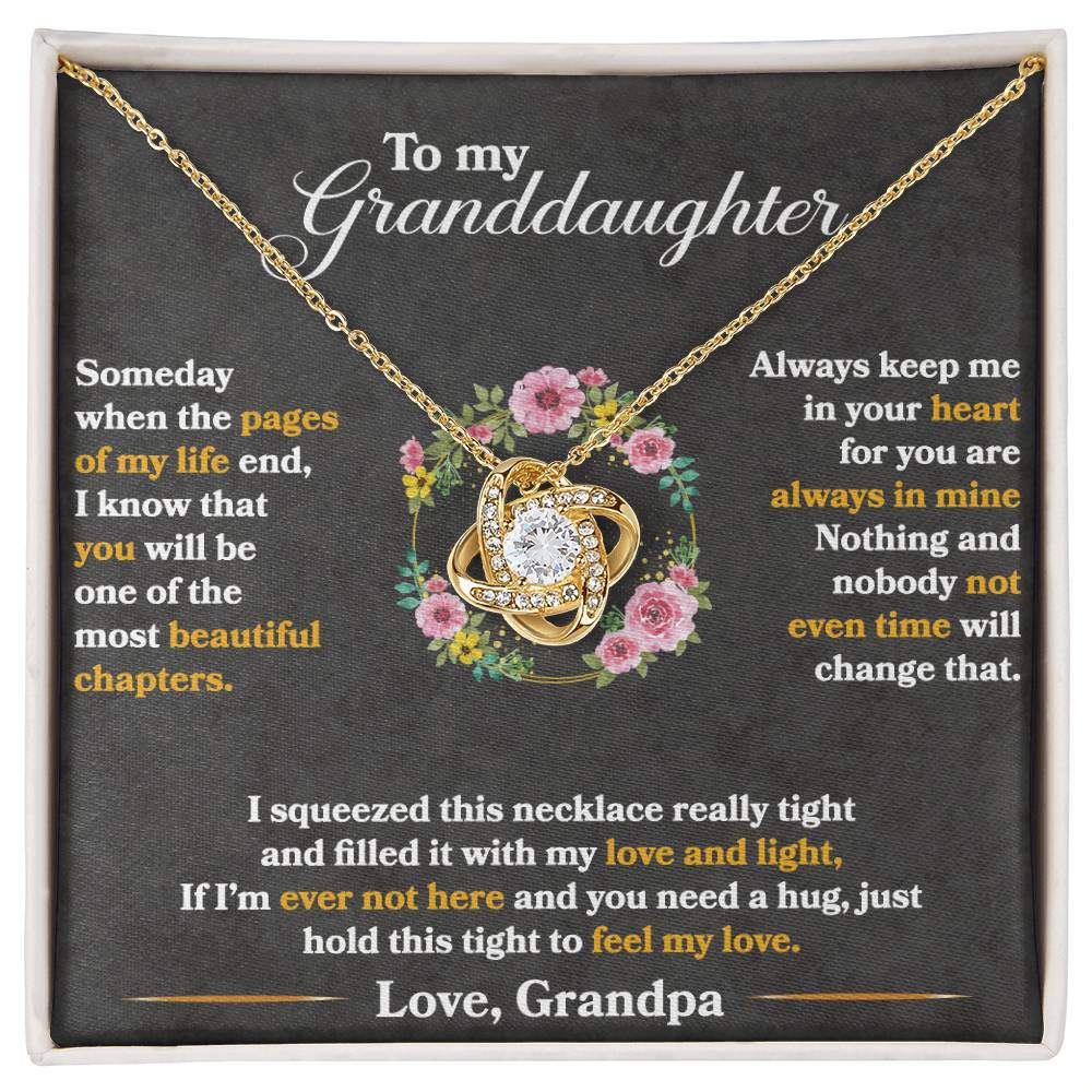 To My Granddaughter Necklace – "Hold This Tight To Feel My Love" Christmas Jewelry Gift with Loving Message