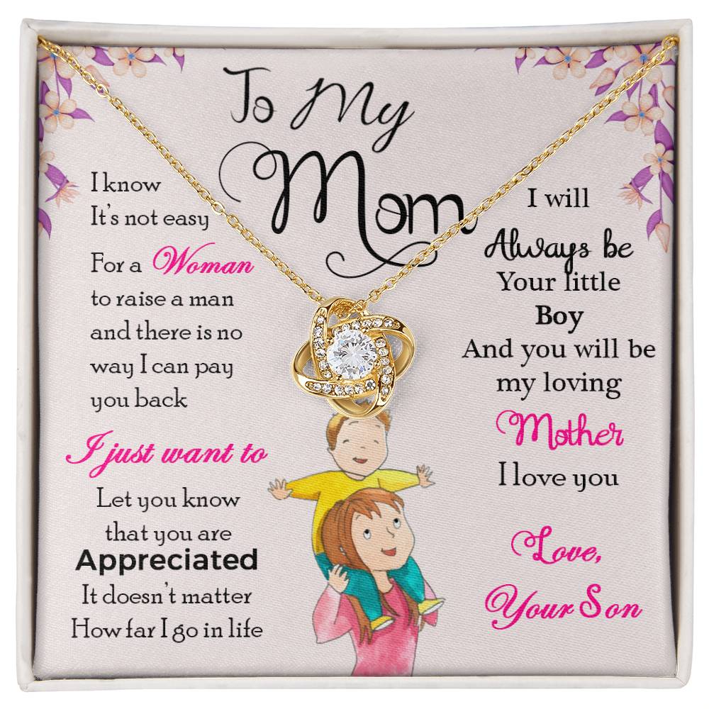 To My Mom Necklace – "I Will Always Be Your Little Boy" Meaningful Jewelry Gift for Christmas