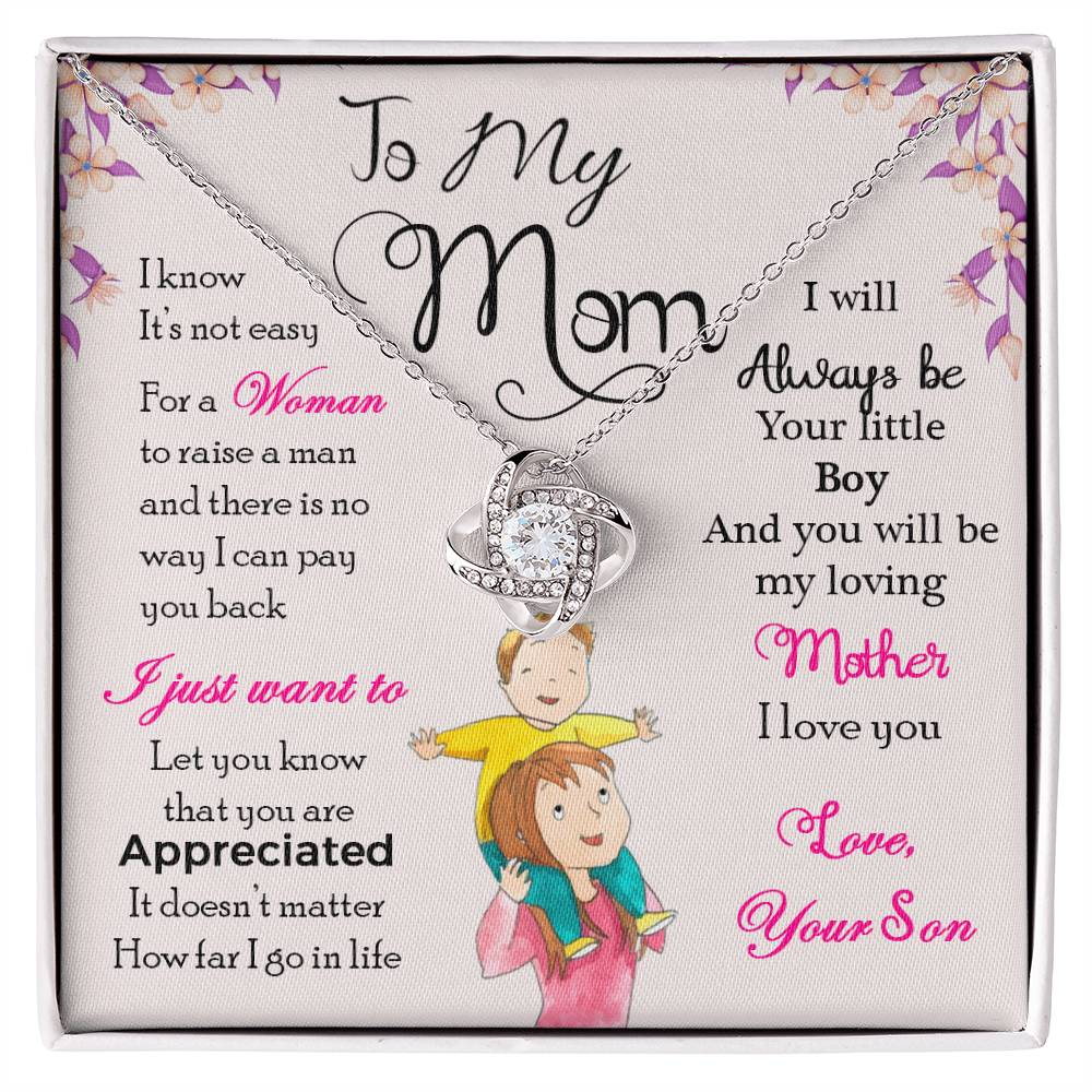 To My Mom Necklace – "I Will Always Be Your Little Boy" Meaningful Jewelry Gift for Christmas