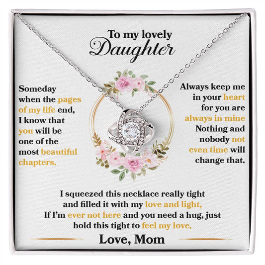 To My Lovely Daughter Necklace – "Hold This Tight To Feel My Love" Sentimental Jewelry Gift for Christmas