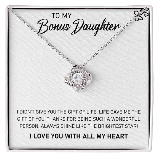 To My Bonus Daughter Necklace – "Always Shine Like the Brightest Star" Jewelry with Heartfelt Message for Christmas