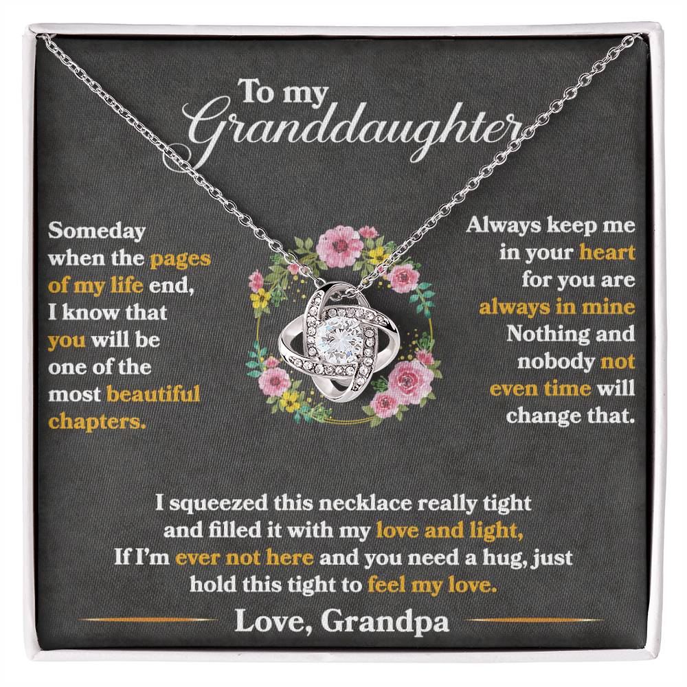 To My Granddaughter Necklace – "Hold This Tight To Feel My Love" Christmas Jewelry Gift with Loving Message