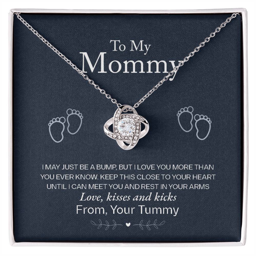 To My Mommy Necklace – "Love From Your Tummy" Heartfelt Jewelry Gift for New Moms This Christmas