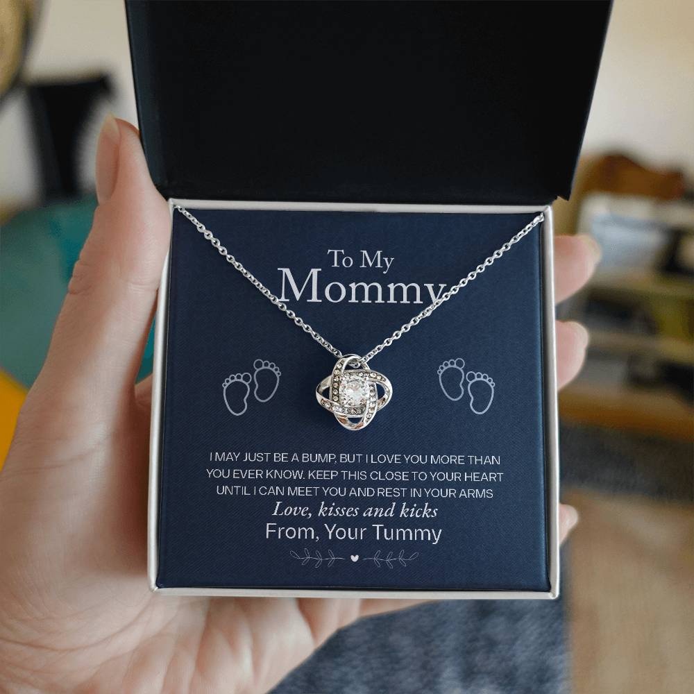 To My Mommy Necklace – "Love From Your Tummy" Heartfelt Jewelry Gift for New Moms This Christmas