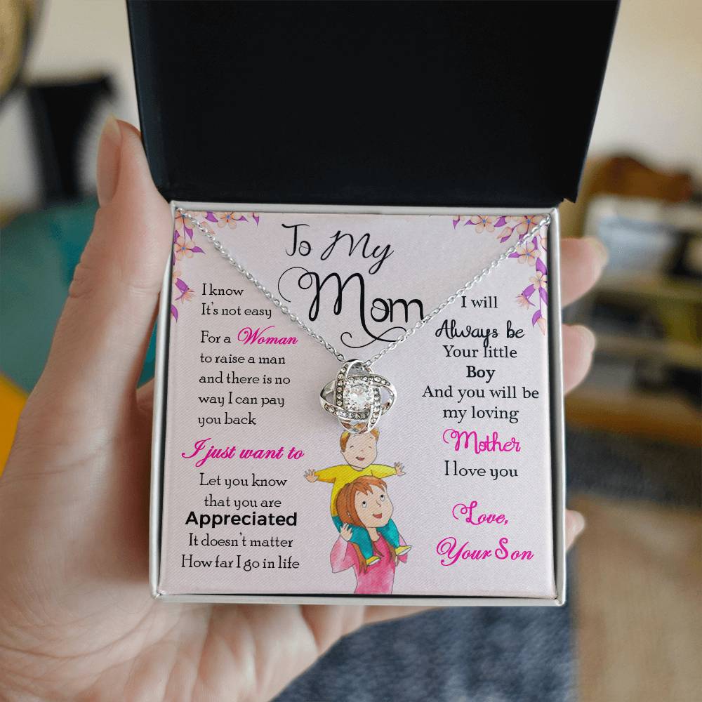 To My Mom Necklace – "I Will Always Be Your Little Boy" Meaningful Jewelry Gift for Christmas