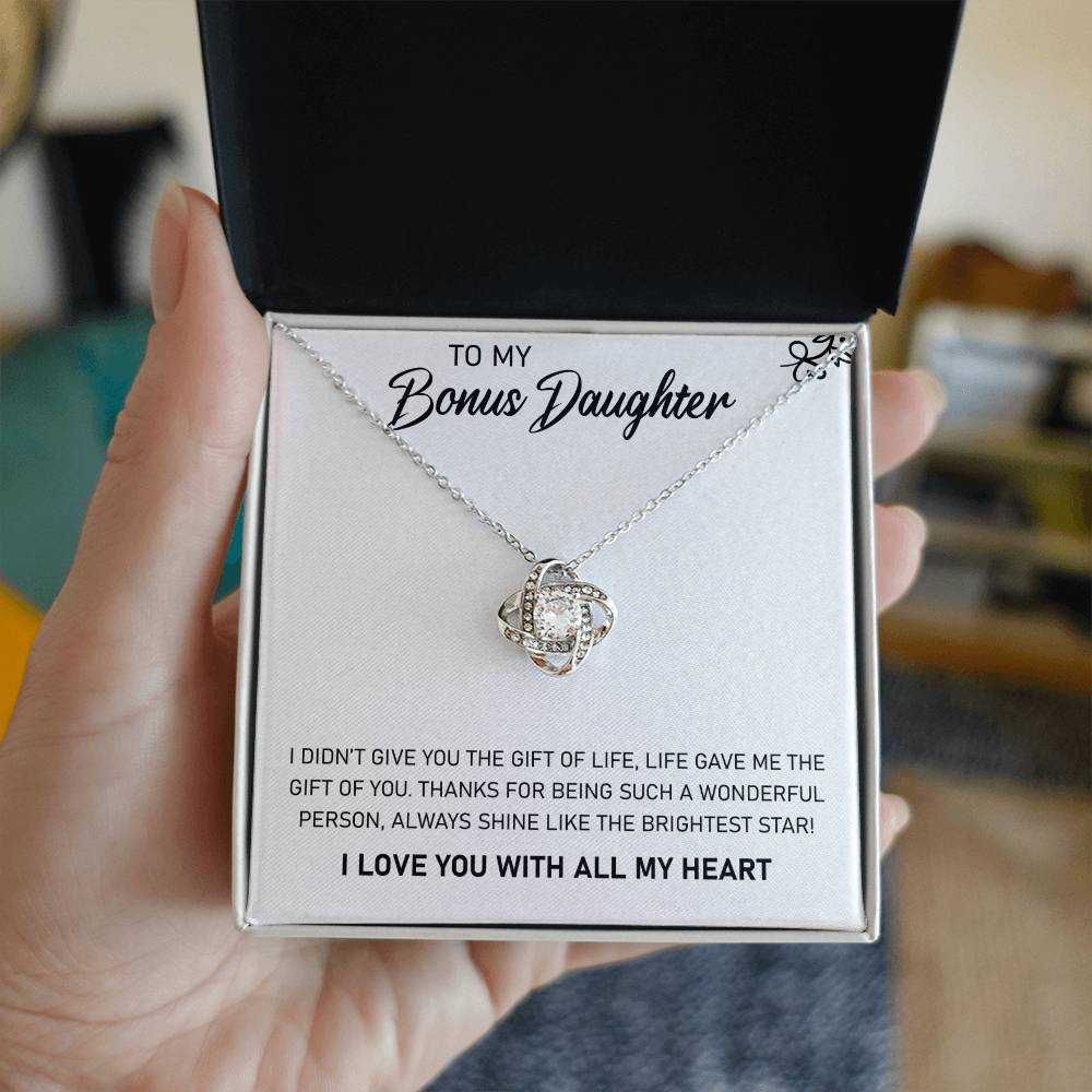 To My Bonus Daughter Necklace – "Always Shine Like the Brightest Star" Jewelry with Heartfelt Message for Christmas