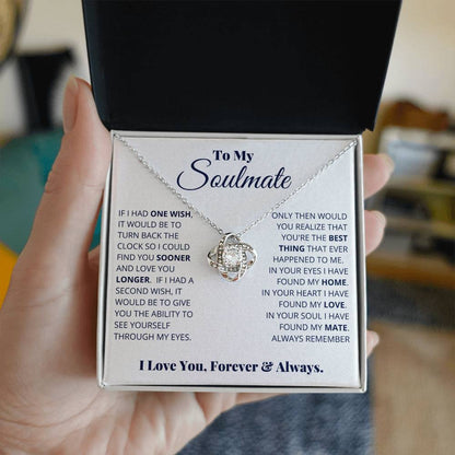 To My Soulmate Necklace – "I Love You, Forever & Always" Romantic Jewelry Gift for Christmas