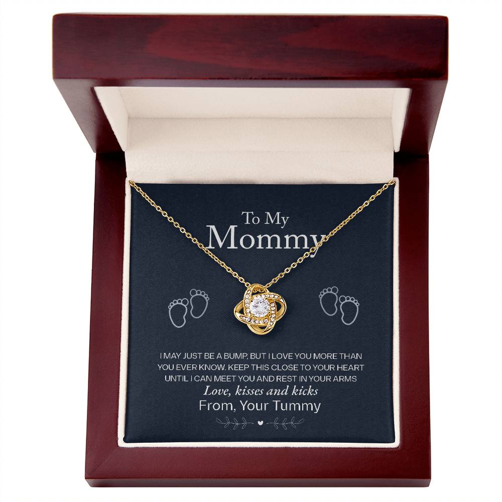 To My Mommy Necklace – "Love From Your Tummy" Heartfelt Jewelry Gift for New Moms This Christmas