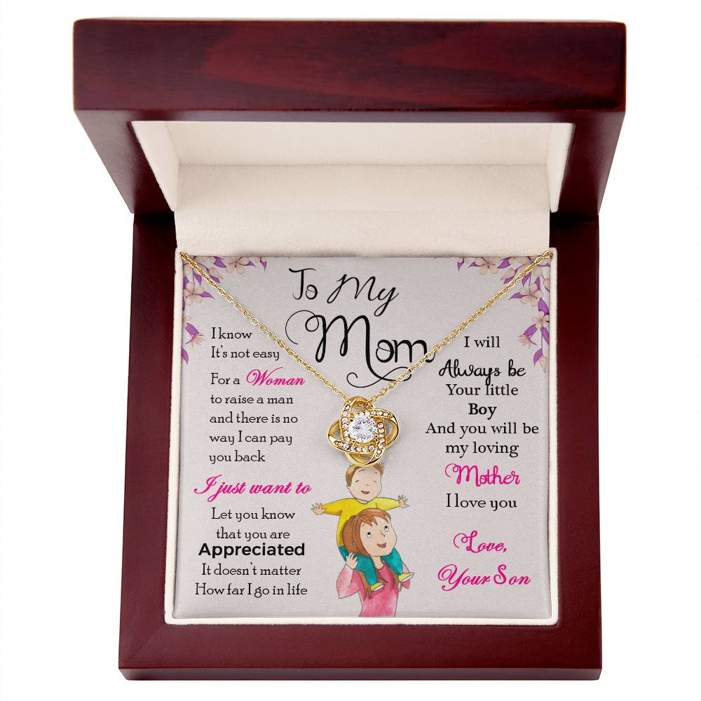 To My Mom Necklace – "I Will Always Be Your Little Boy" Meaningful Jewelry Gift for Christmas