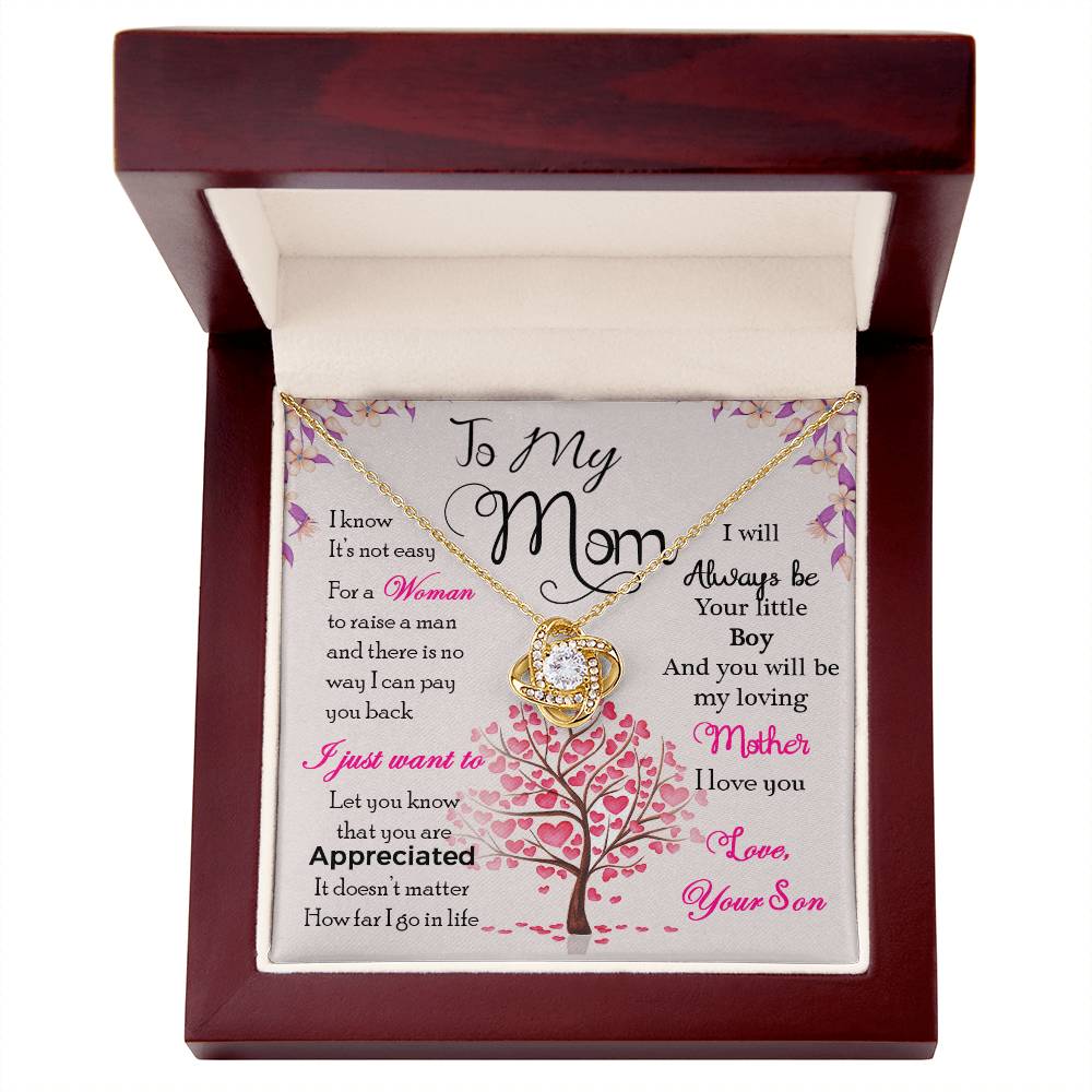 To My Mom Necklace – "I Know It's Not Easy" Jewelry Gift for Christmas