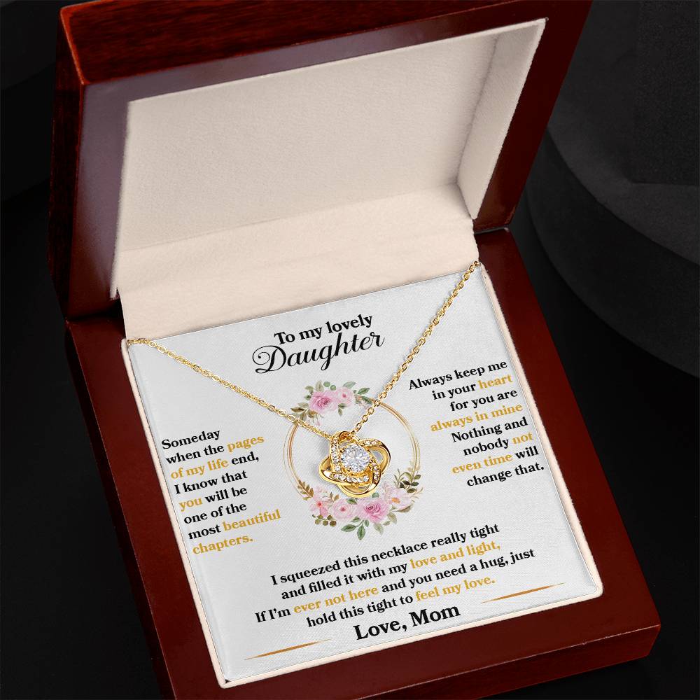 To My Lovely Daughter Necklace – "Hold This Tight To Feel My Love" Sentimental Jewelry Gift for Christmas