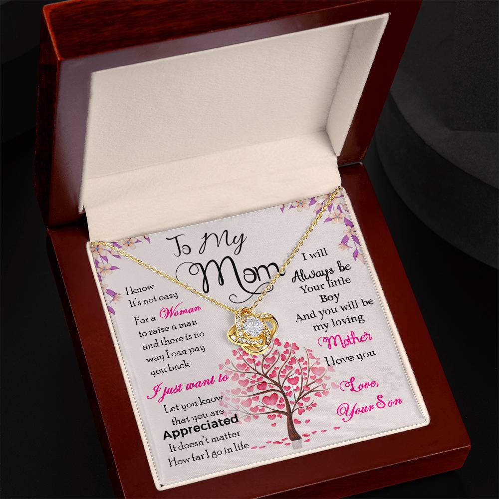 To My Mom Necklace – "I Know It's Not Easy" Jewelry Gift for Christmas