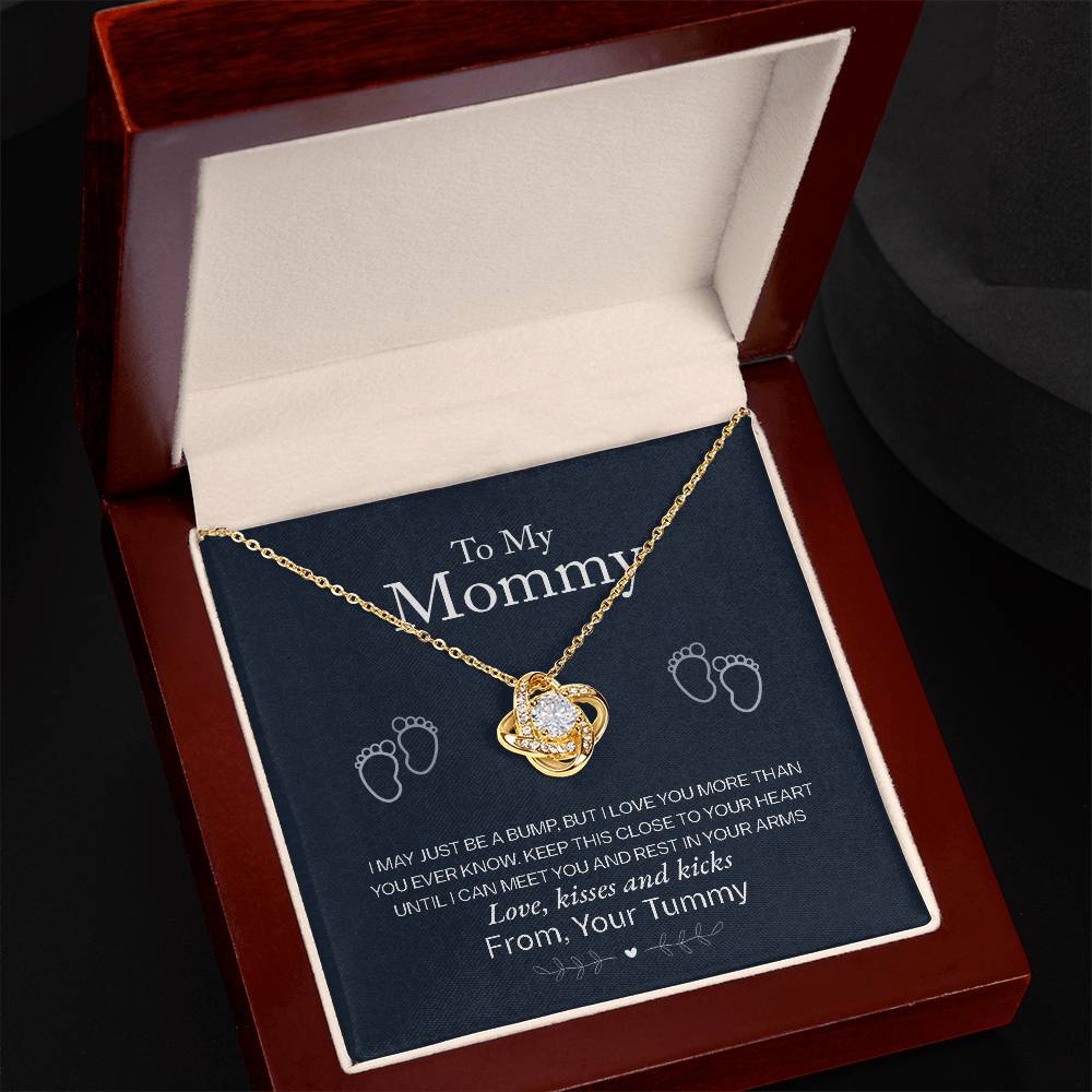 To My Mommy Necklace – "Love From Your Tummy" Heartfelt Jewelry Gift for New Moms This Christmas