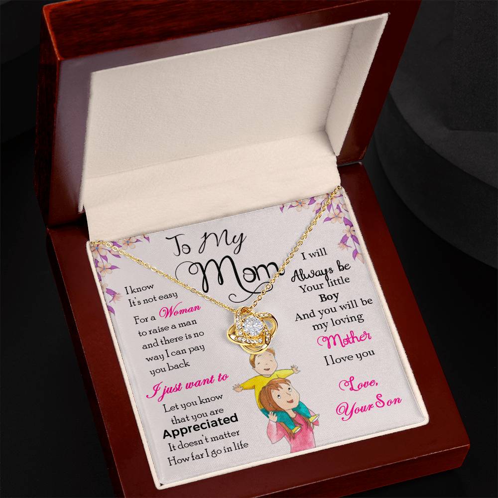 To My Mom Necklace – "I Will Always Be Your Little Boy" Meaningful Jewelry Gift for Christmas