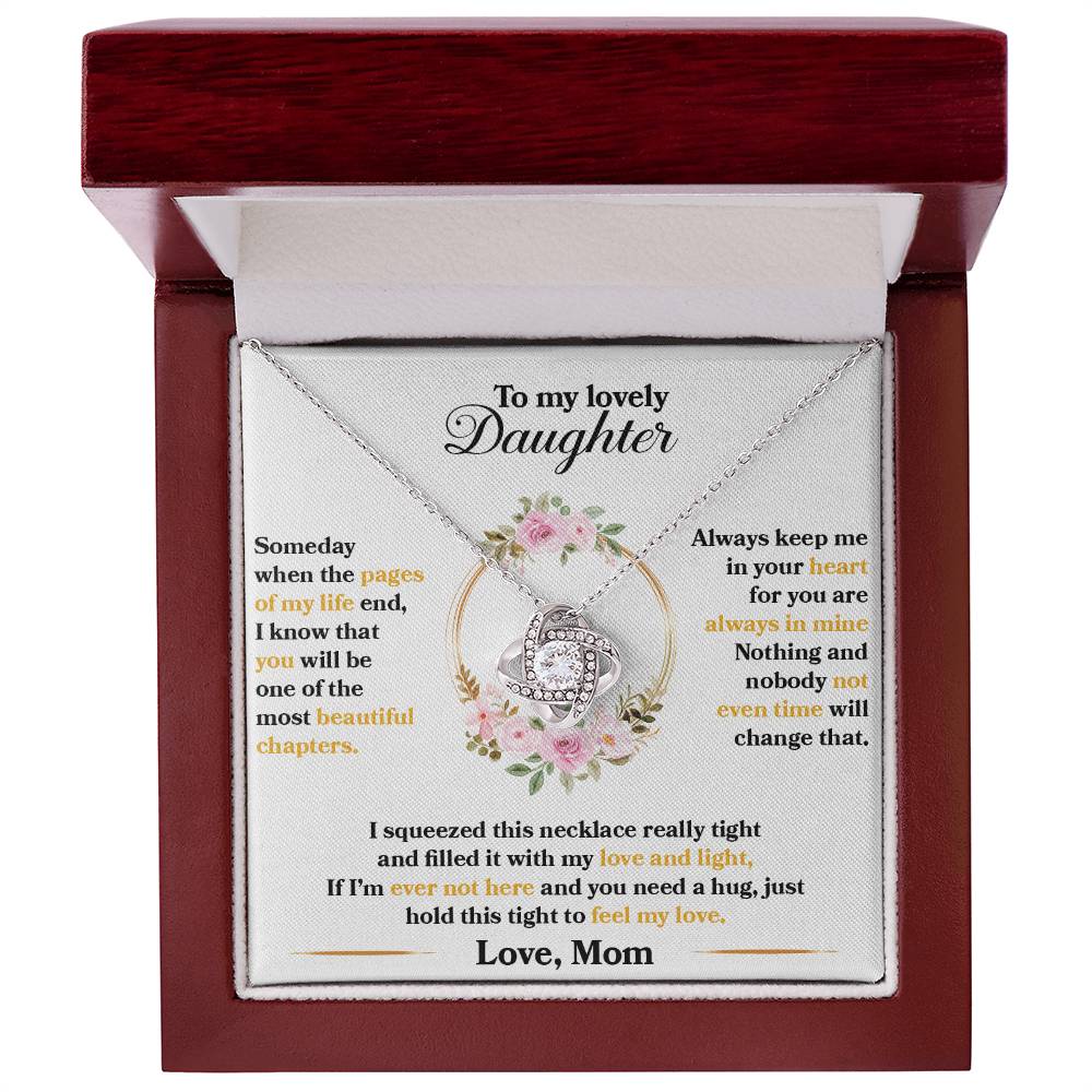 To My Lovely Daughter Necklace – "Hold This Tight To Feel My Love" Sentimental Jewelry Gift for Christmas