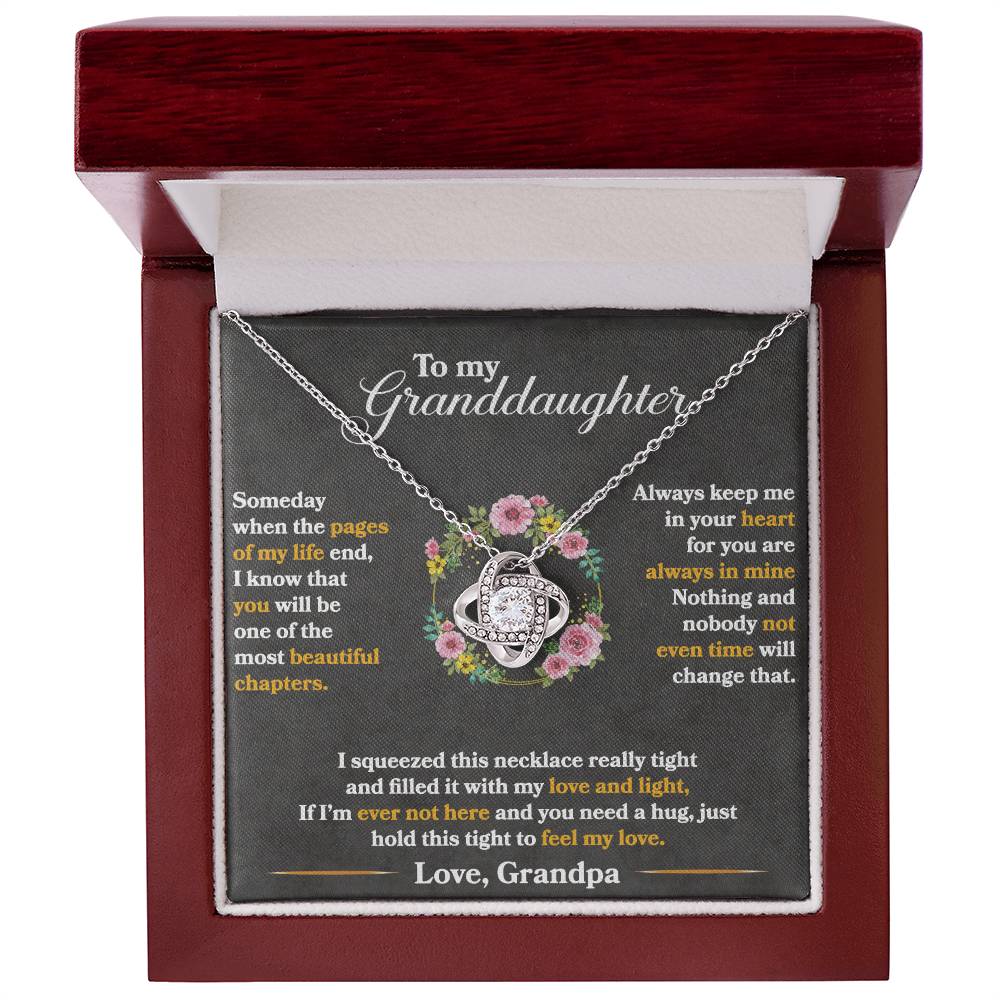 To My Granddaughter Necklace – "Hold This Tight To Feel My Love" Christmas Jewelry Gift with Loving Message