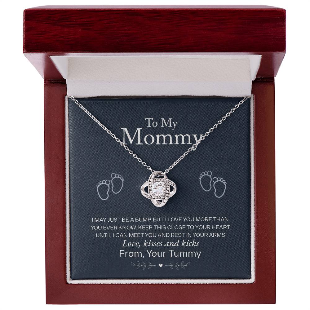 To My Mommy Necklace – "Love From Your Tummy" Heartfelt Jewelry Gift for New Moms This Christmas