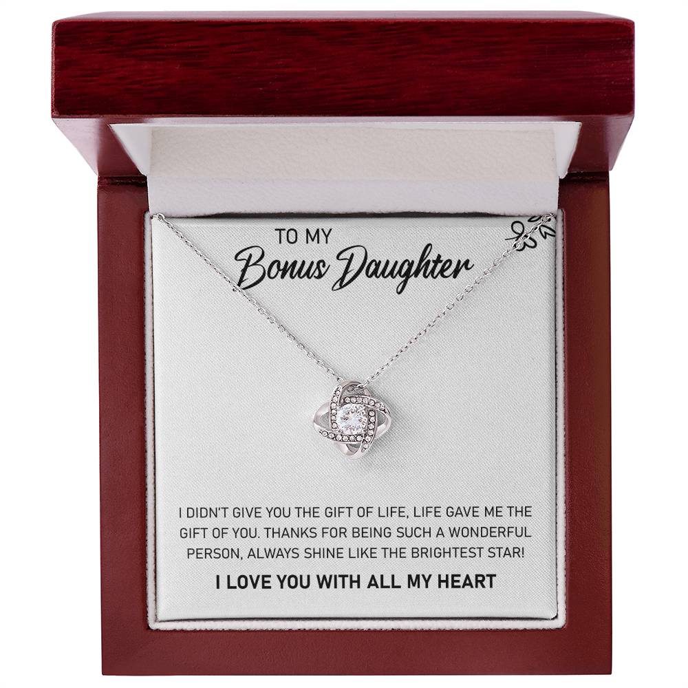 To My Bonus Daughter Necklace – "Always Shine Like the Brightest Star" Jewelry with Heartfelt Message for Christmas