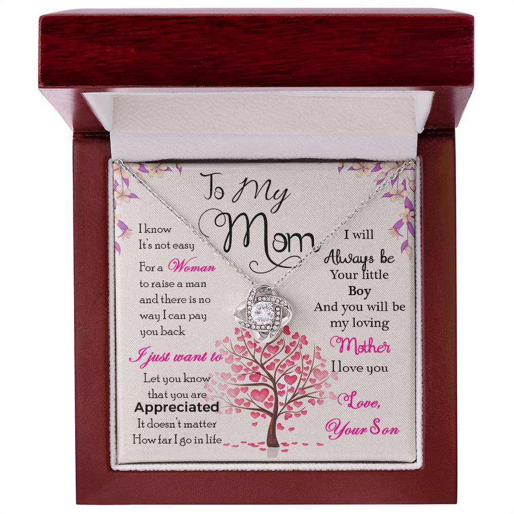 To My Mom Necklace – "I Know It's Not Easy" Jewelry Gift for Christmas