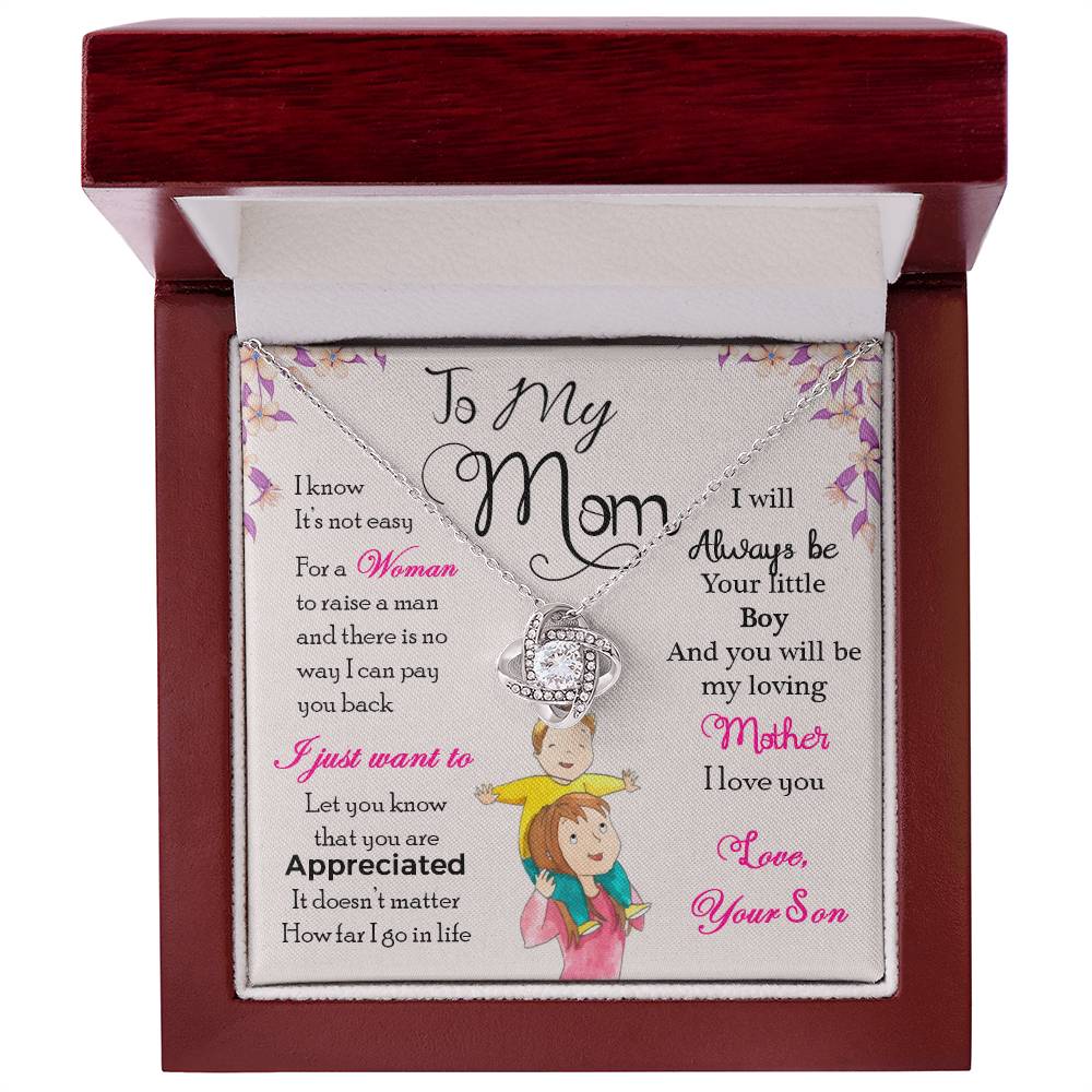 To My Mom Necklace – "I Will Always Be Your Little Boy" Meaningful Jewelry Gift for Christmas